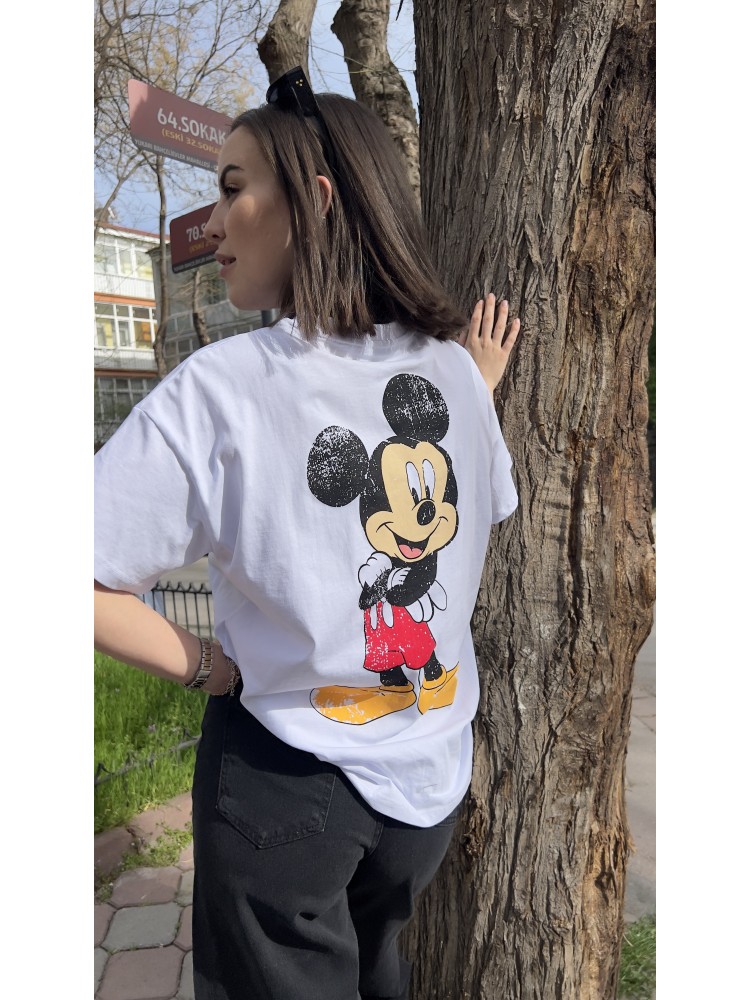 Pervin Çelik Kadın Orijinal Marka Beyaz Mickey Mouse Tişört